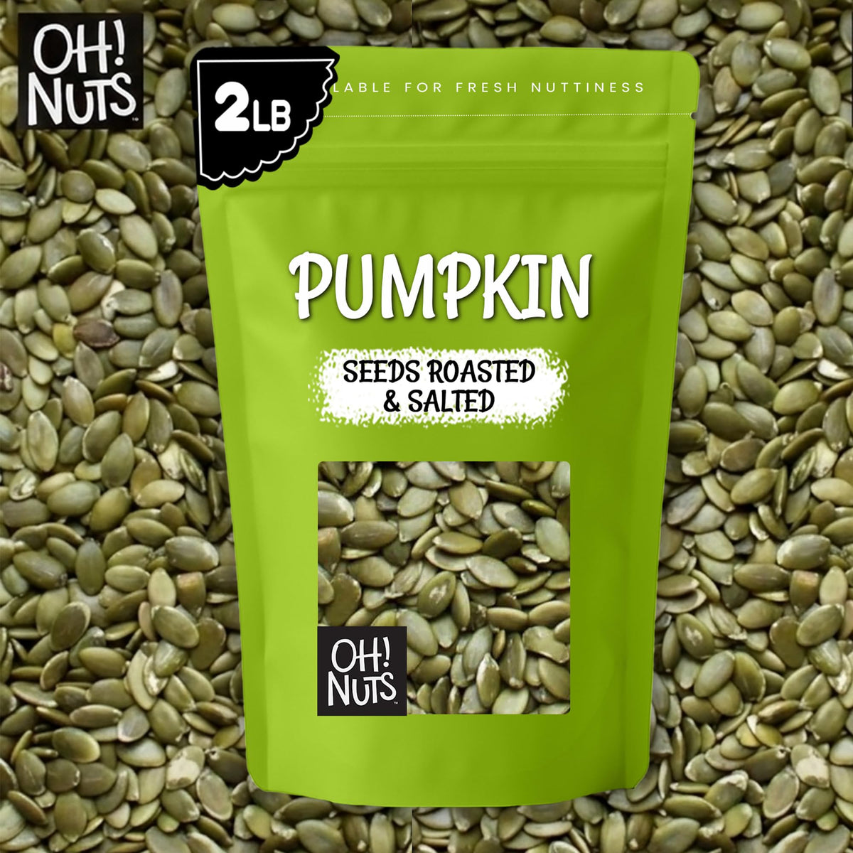 Oh! Nuts Pumpkin Seeds - Roasted Salted Pepitas, 2 lb Bulk Bag | Fresh, No Shell & Kosher