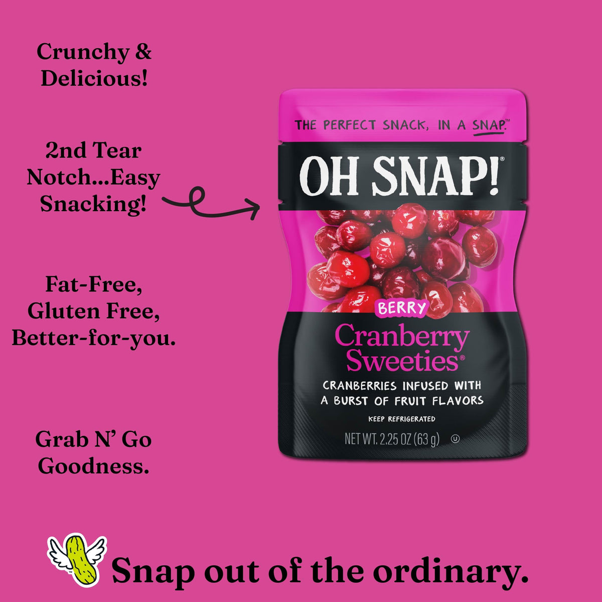 Oh Snap! Cranberry Sweeties (12 Pack) - Infused Cranberries with Fruit Juices - Ready-to-Eat, Gluten-Free Snack