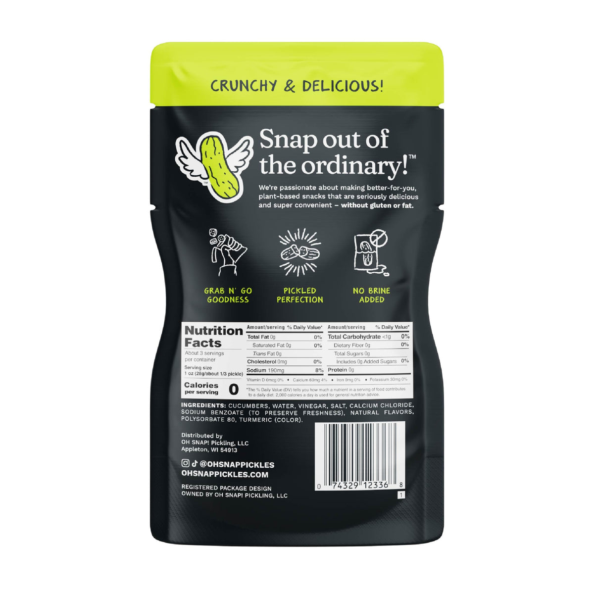 OH SNAP! Gone Dilly Whole Pickle Snack (12 Pack) – Gluten-Free & Non-GMO