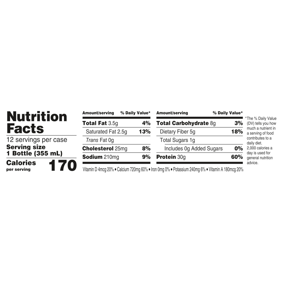 Oikos Vanilla Protein Shake — 30g Protein, Shelf-Stable Ready-to-Drink, 12 Bottles