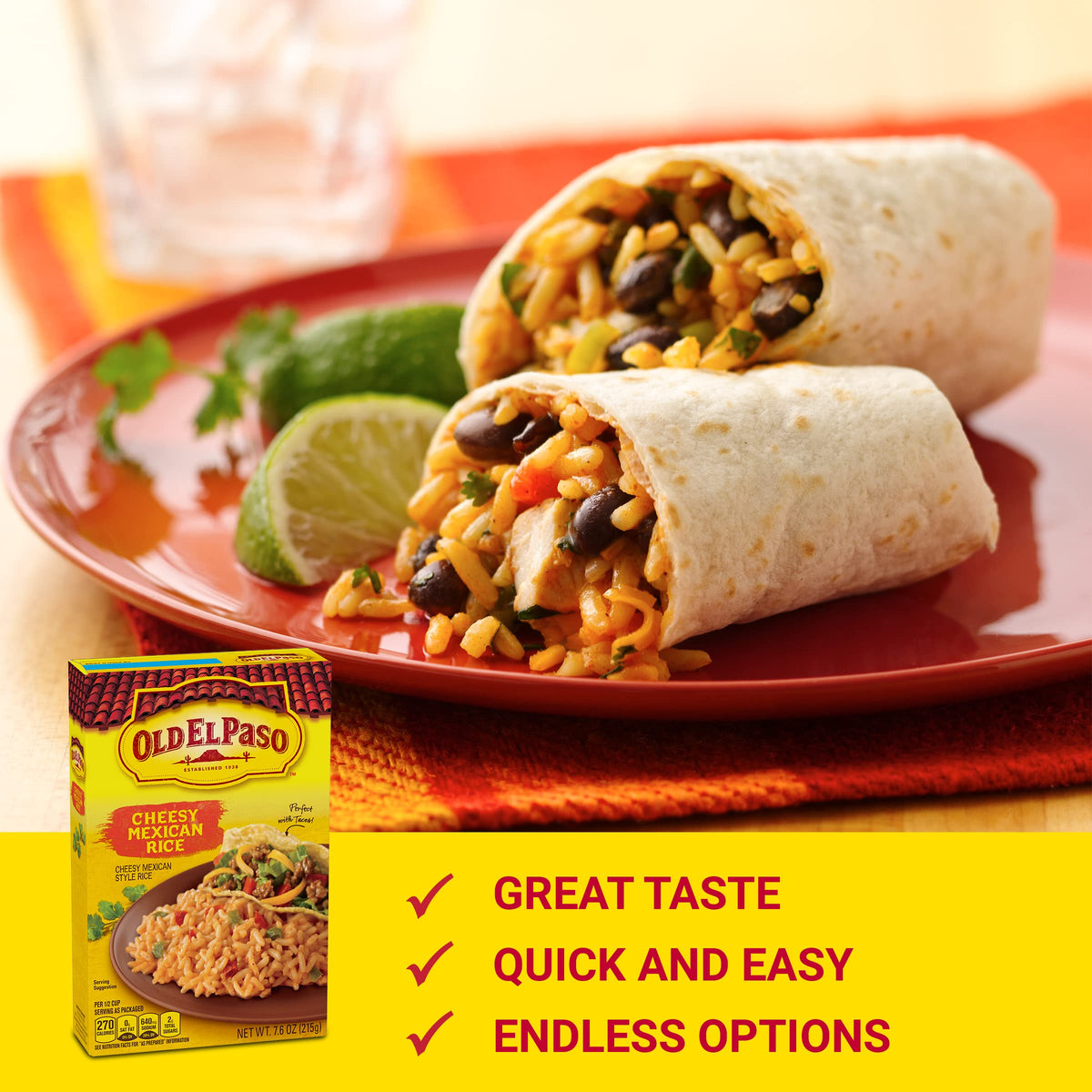 Old El Paso Cheesy Mexican Rice Mix – Side Dish, 7.6 oz (Pack of 12)