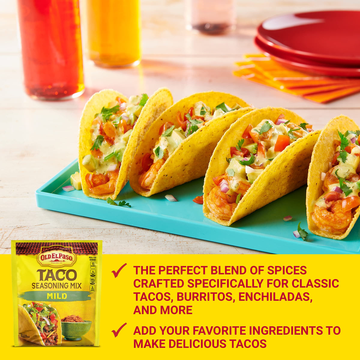 Old El Paso Mild Taco Seasoning Mix - Gluten Free, 32-Pack, 1oz Each