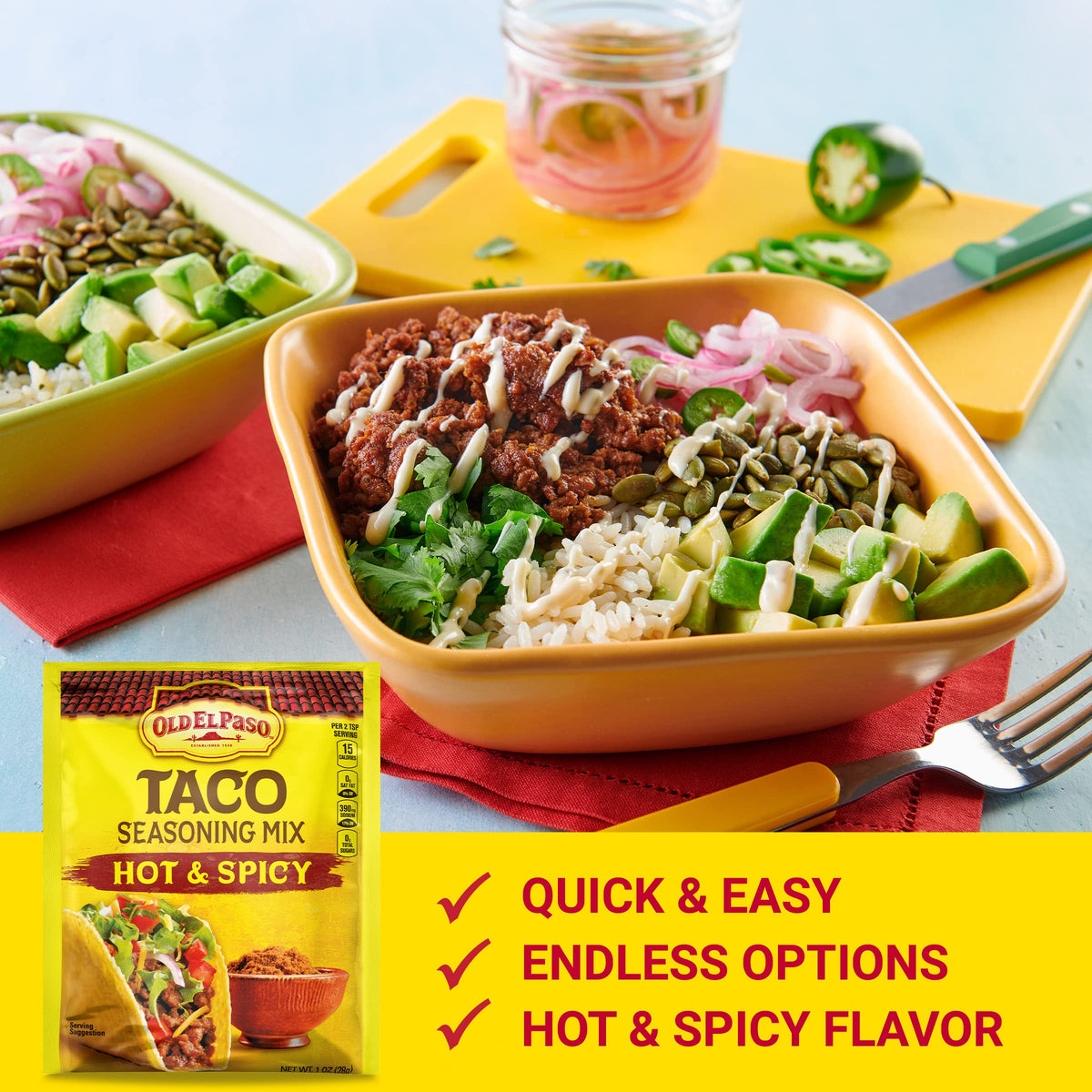 Old El Paso Hot & Spicy Taco Seasoning Pack - 32 x 1 oz