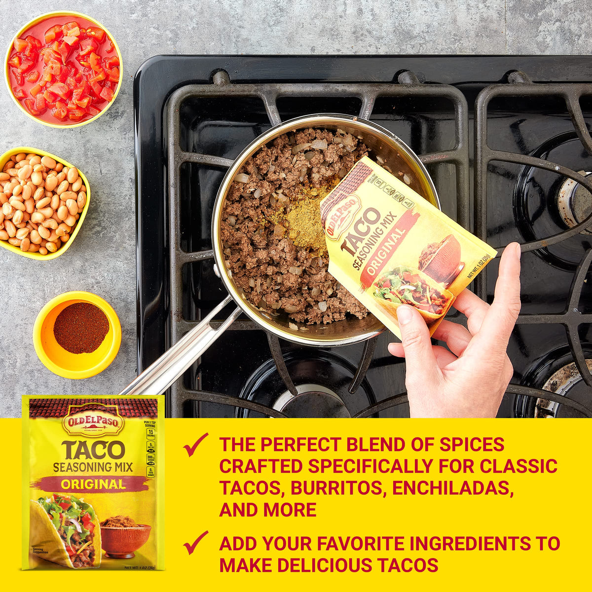 Old El Paso Original Taco Seasoning Mix – 32 Packets, 1 oz Each