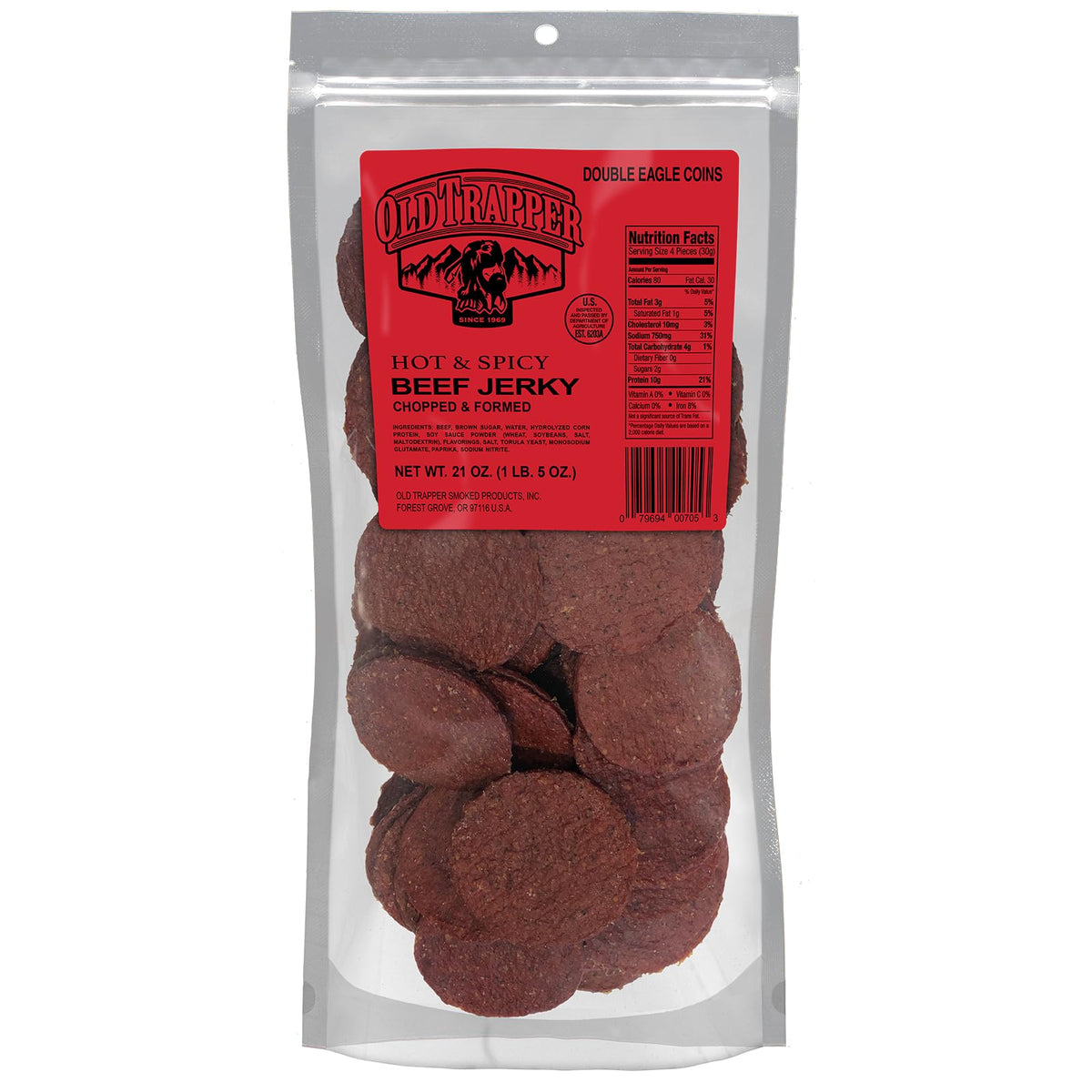 Old Trapper Double Eagle Hot & Spicy Beef Jerky – 21 oz, 10 g Protein, 80 Calories per Serving