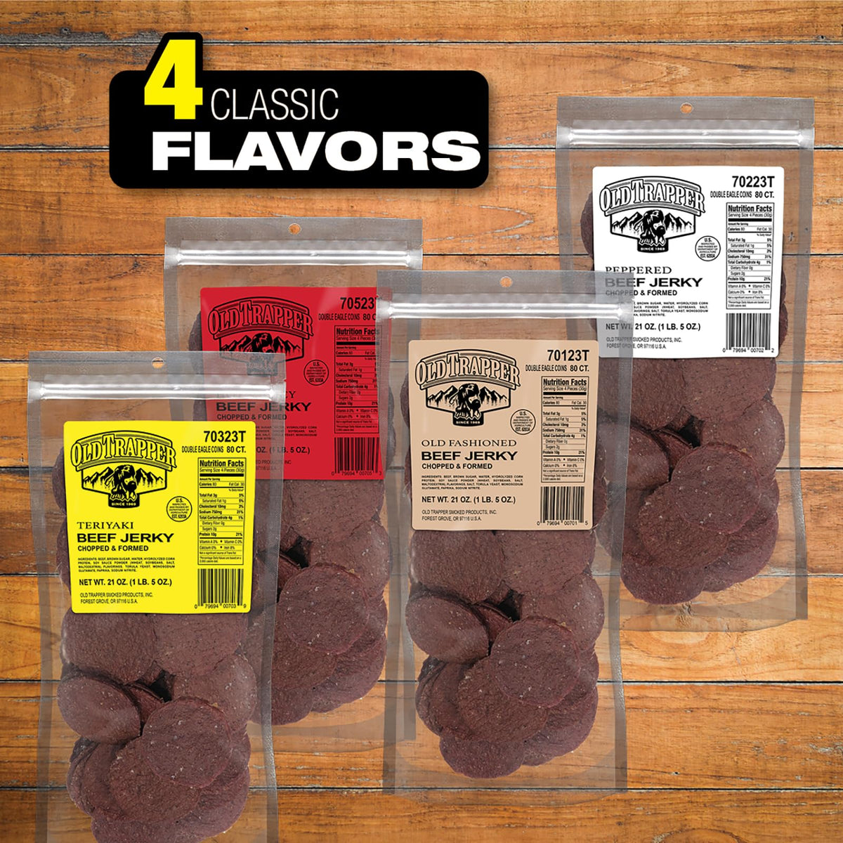 Old Trapper Double Eagle Beef Jerky – Teriyaki, 21oz, 10g Protein, 80 Cal per Serving