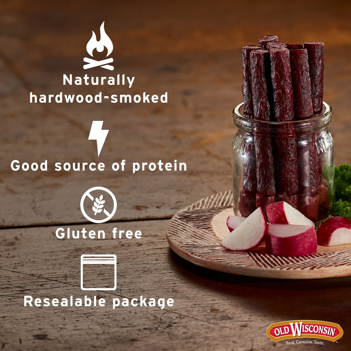 Old Wisconsin Honey Turkey Snack Sticks – High Protein, Low Carb, Gluten Free, 42-Count Box