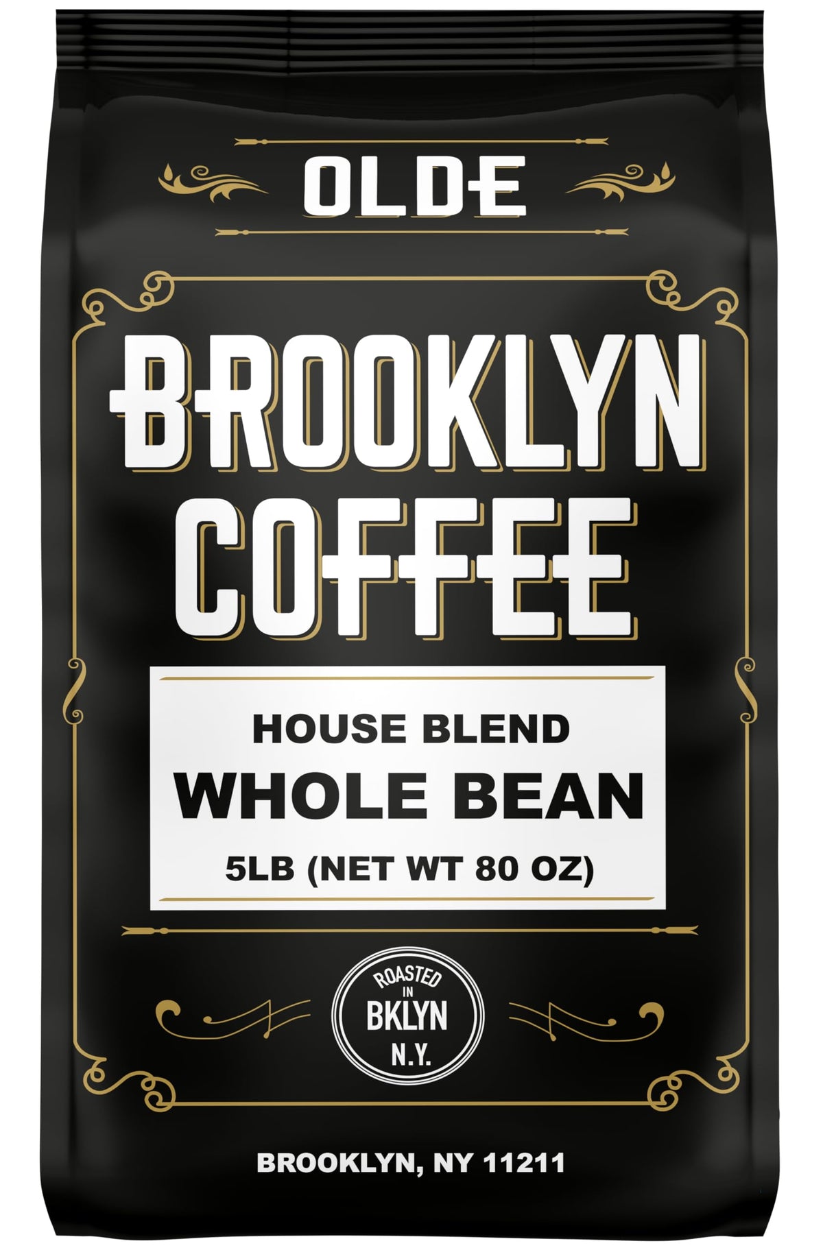OLDE BROOKLYN COFFEE — House Blend Whole Bean, Medium Roast, 5 lb Bulk