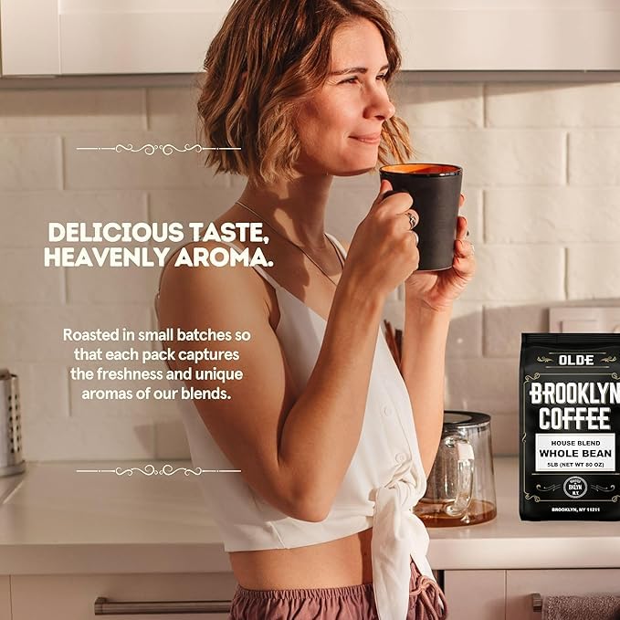 OLDE BROOKLYN COFFEE — House Blend Whole Bean, Medium Roast, 5 lb Bulk