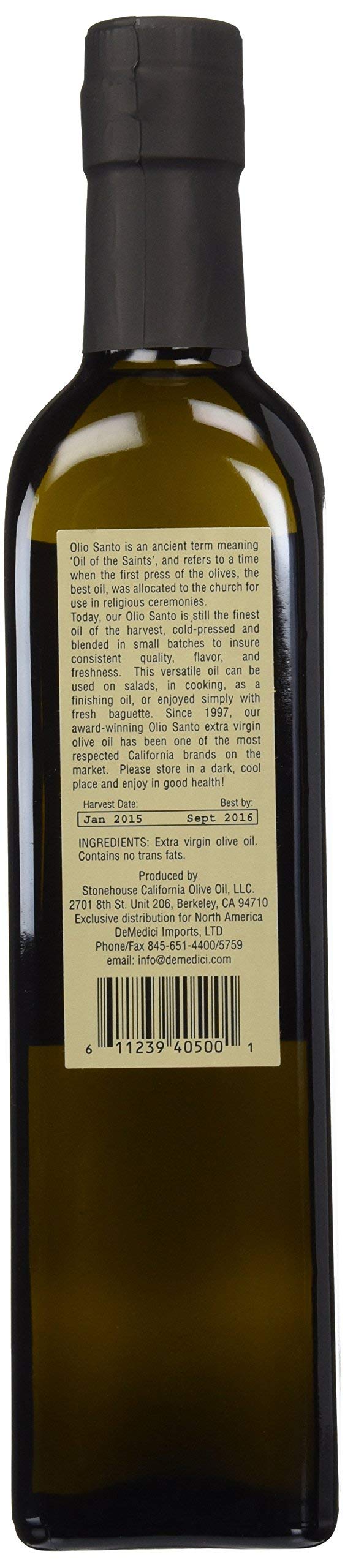 Olio Santo California Extra Virgin Olive Oil – Cold Press, 500ml (16.9 oz)
