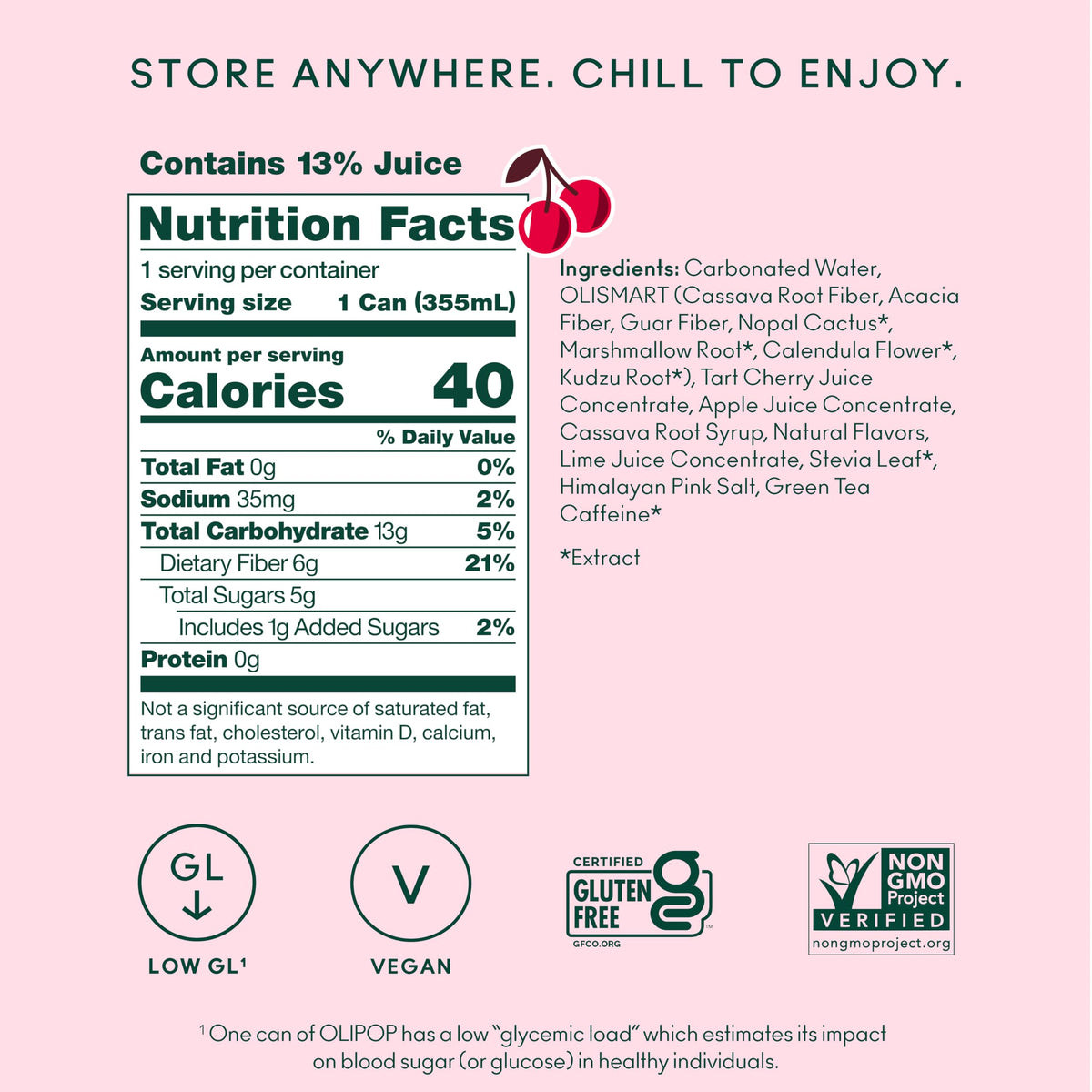OLIPOP Cherry Cola Pantry Pack – Prebiotic Soda with Fiber, Gluten Free