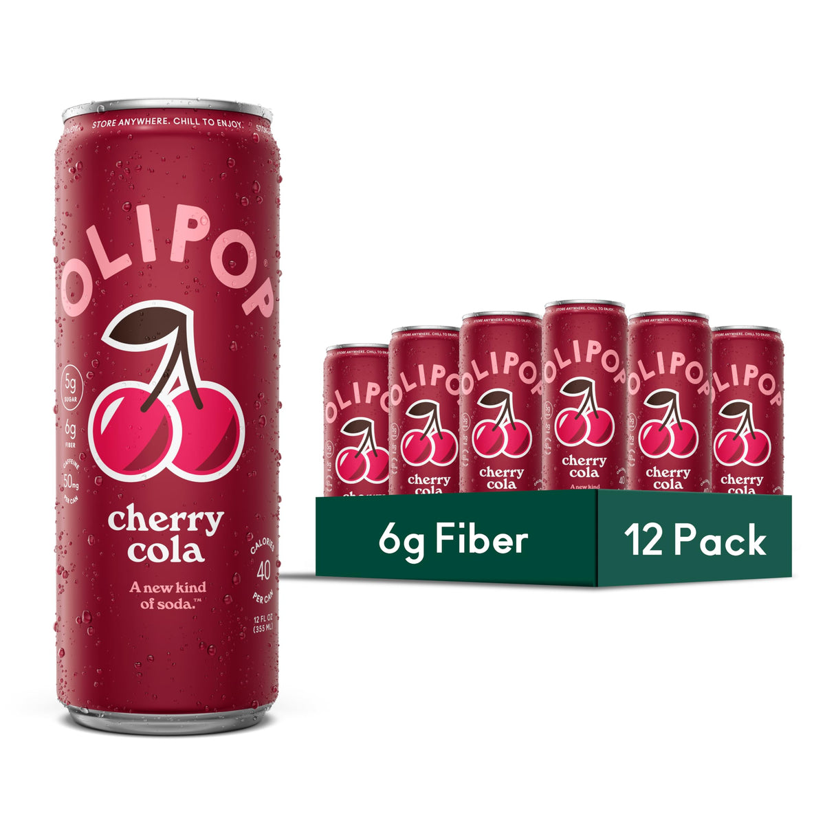 OLIPOP Cherry Cola Pantry Pack – Prebiotic Soda with Fiber, Gluten Free