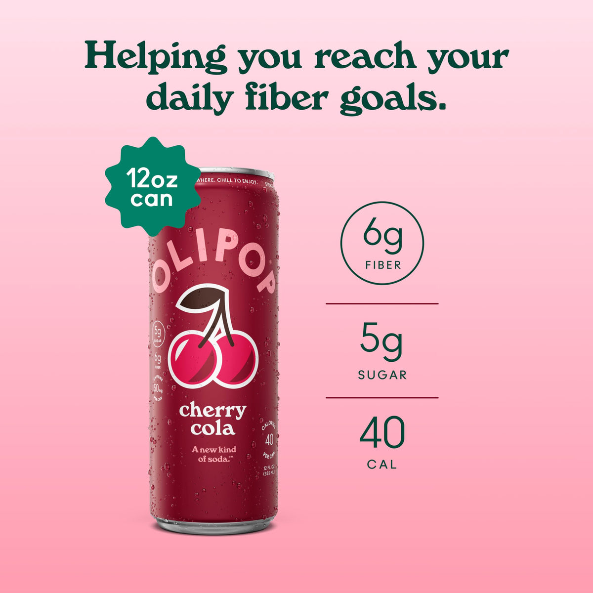OLIPOP Cherry Cola Pantry Pack – Prebiotic Soda with Fiber, Gluten Free