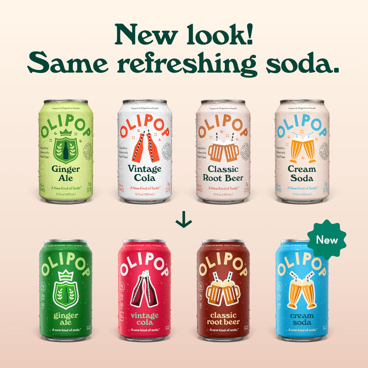 OLIPOP Prebiotic Soda Variety Pack – Classic Flavors, 12oz Cans (12-Pack), Gluten Free & GMO Free