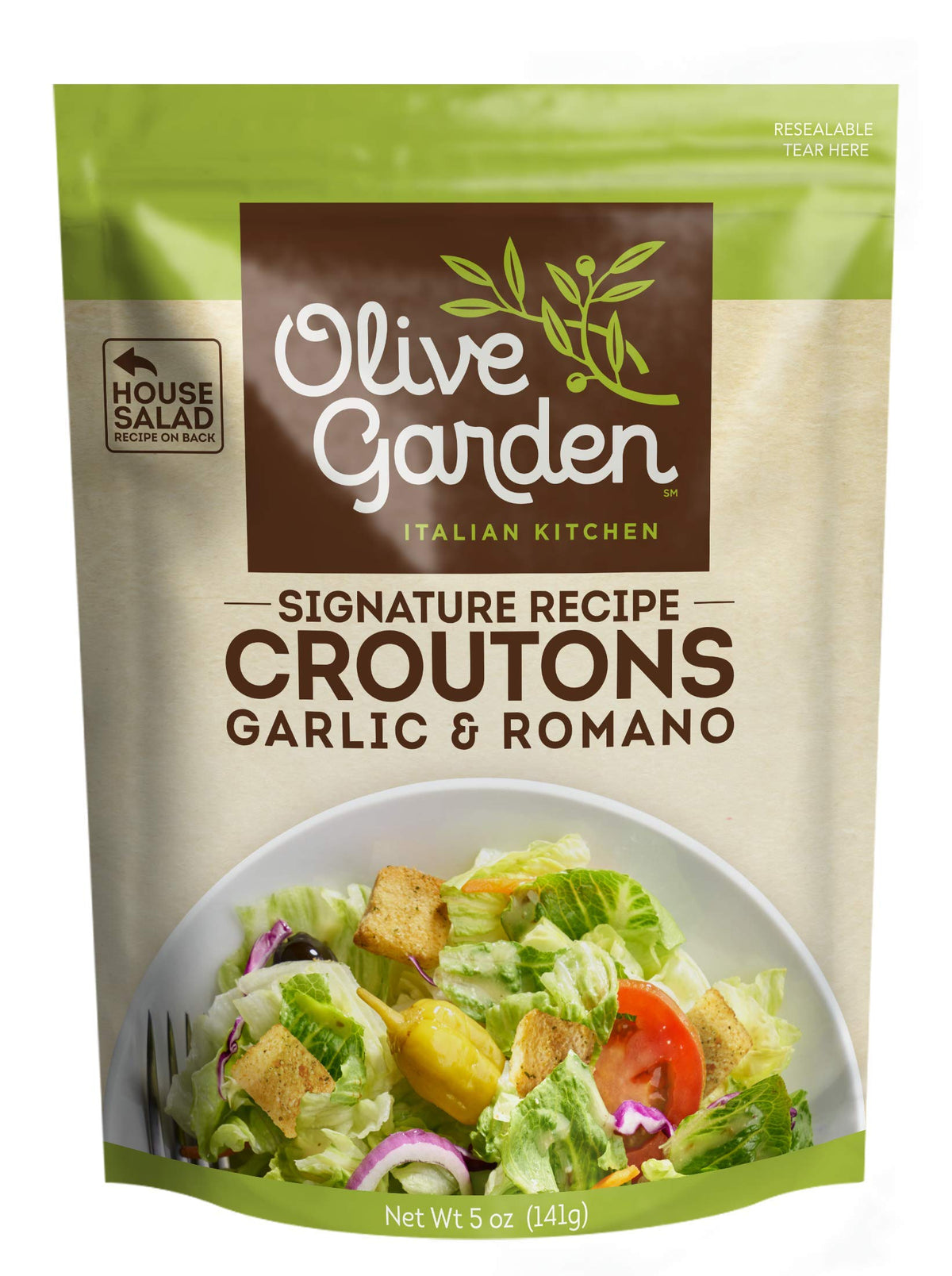 Olive Garden Garlic & Romano Croutons | 5 oz Pack of 9 | Crunchy Salad Topper