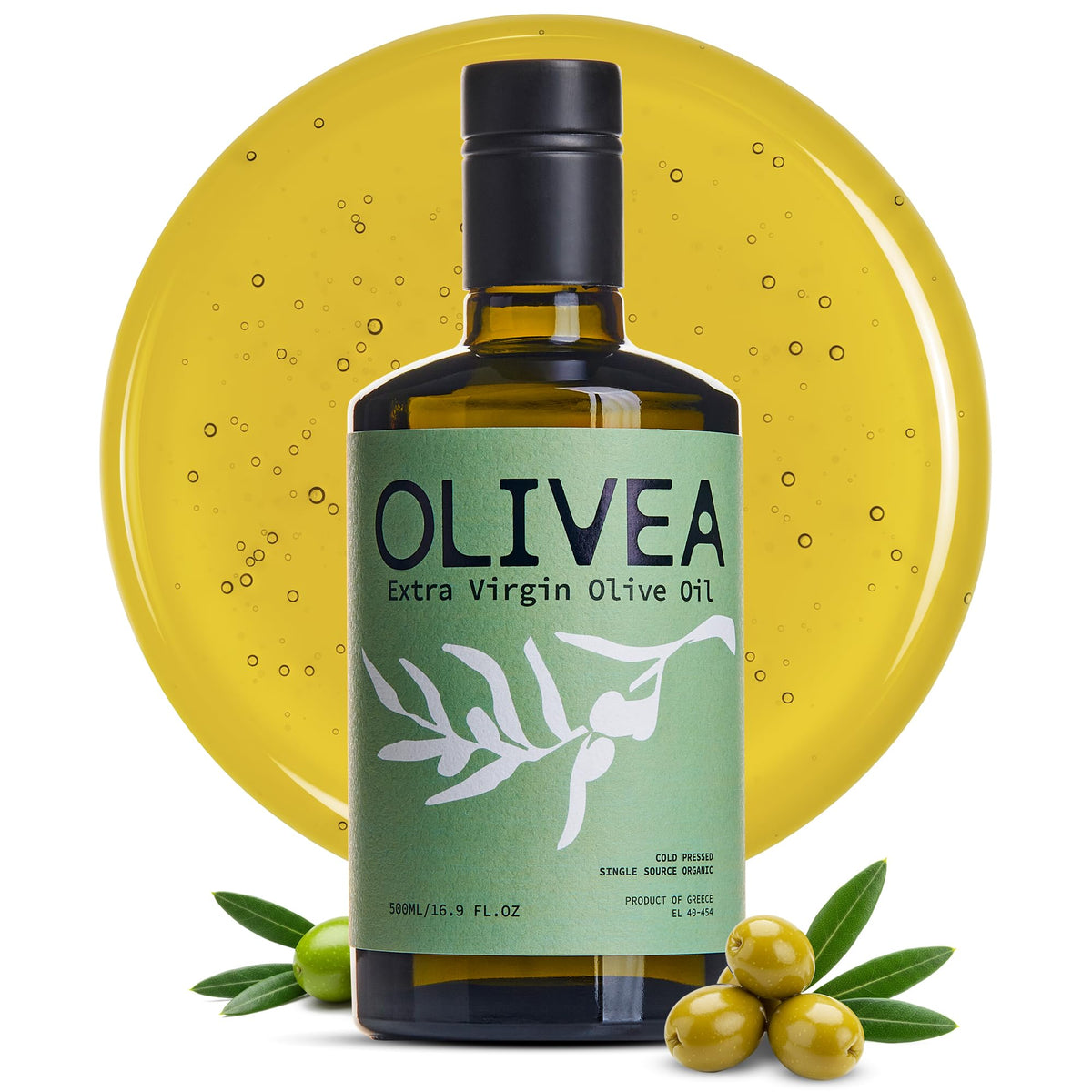 OLIVEA High Phenolic Olive Oil – 500+ mg/kg Polyphenols | Early Harvest Koroneiki EVOO 500ml