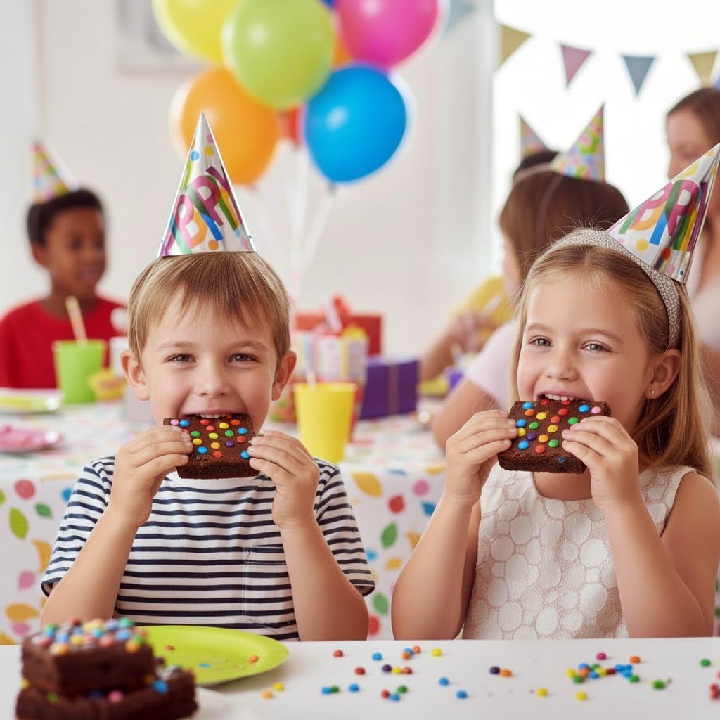 OMCookie Birthday Party Large Brownies Gift Box – Nut Free, Kosher Pareve, Individually Wrapped