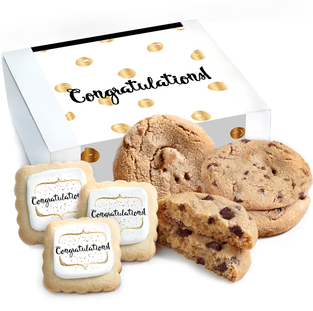 OMCookie Congrats Gift Basket - Large Chocolate Chip & Decorated Sugar Cookies