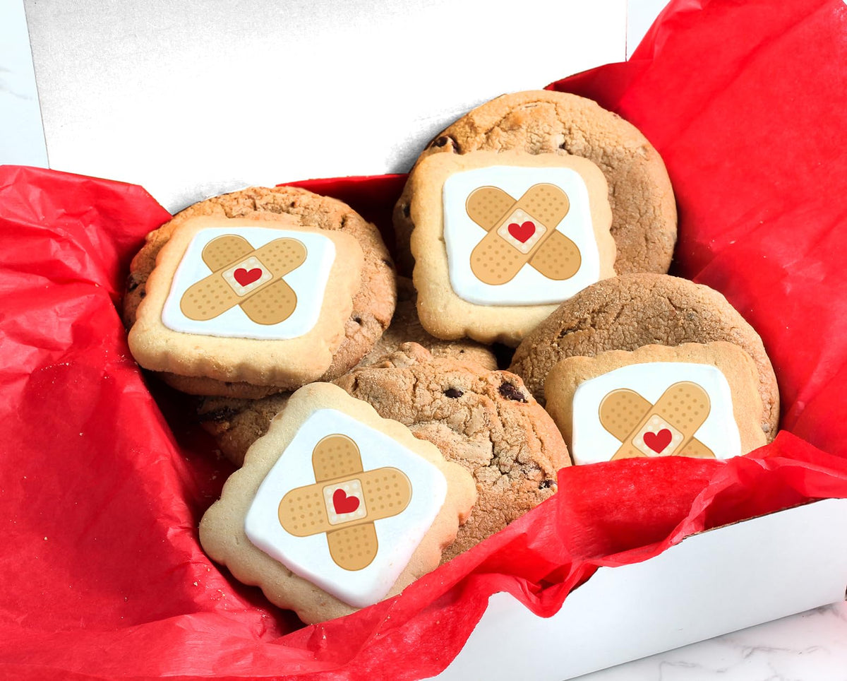 OMCookie Get Well Soon Cookies Gift Basket – Large Chocolate Chip & Decorated Sugar Cookies (Individually Wrapped)