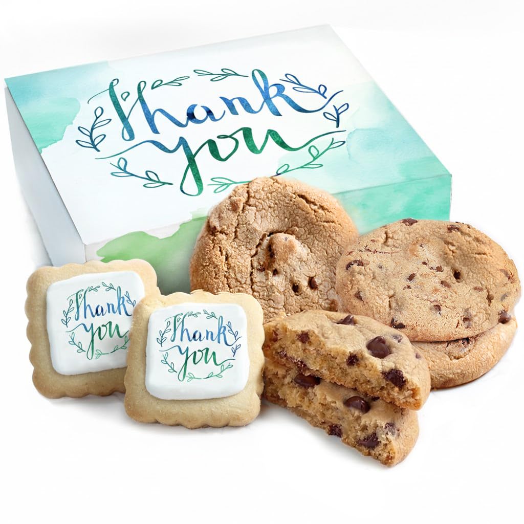 OMCookie Thank You Gift Basket Cookies – Large Chocolate Chip & Decorated Sugar Cookies