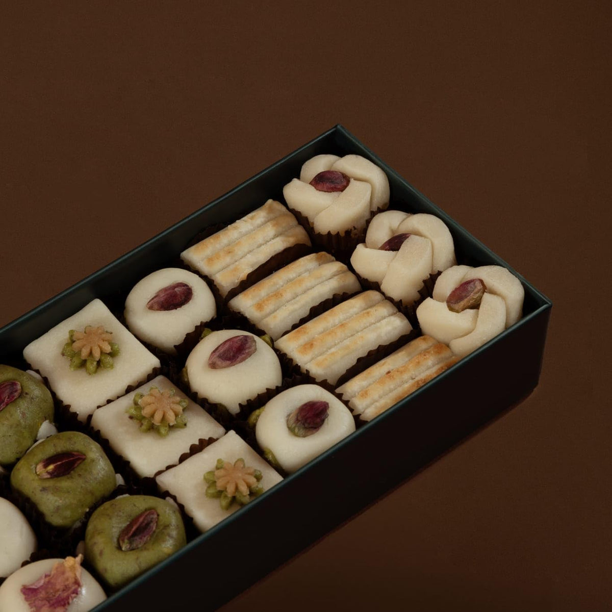 OMNIYA Delicacy Marzipan Lozina Box – Premium Pistachio & Rose Marzipan, 25 Pieces (1 lb)
