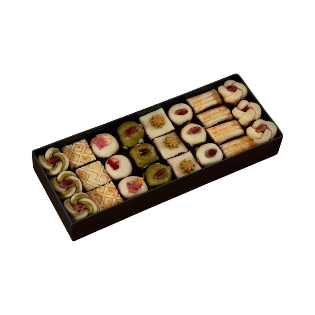 OMNIYA Delicacy Marzipan Lozina Box – Premium Pistachio & Rose Marzipan, 25 Pieces (1 lb)
