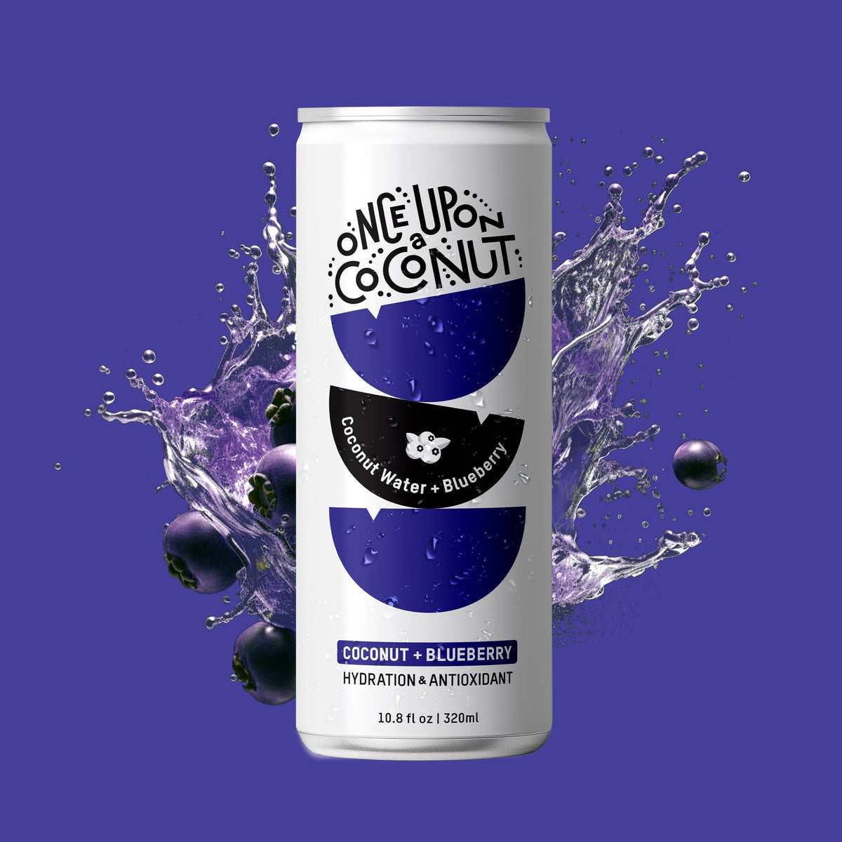Once Upon A Coconut Premium Blueberry Coconut Water - Low Calorie, Electrolytes, Non-GMO, Gluten-Free (12x10.8 fl oz)