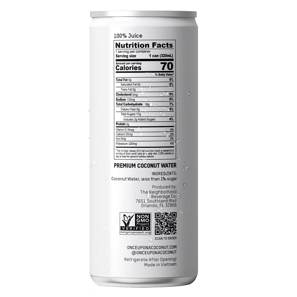 Once Upon a Coconut Premium Coconut Water – Low Calorie Hydration, Electrolytes, 12-Pack