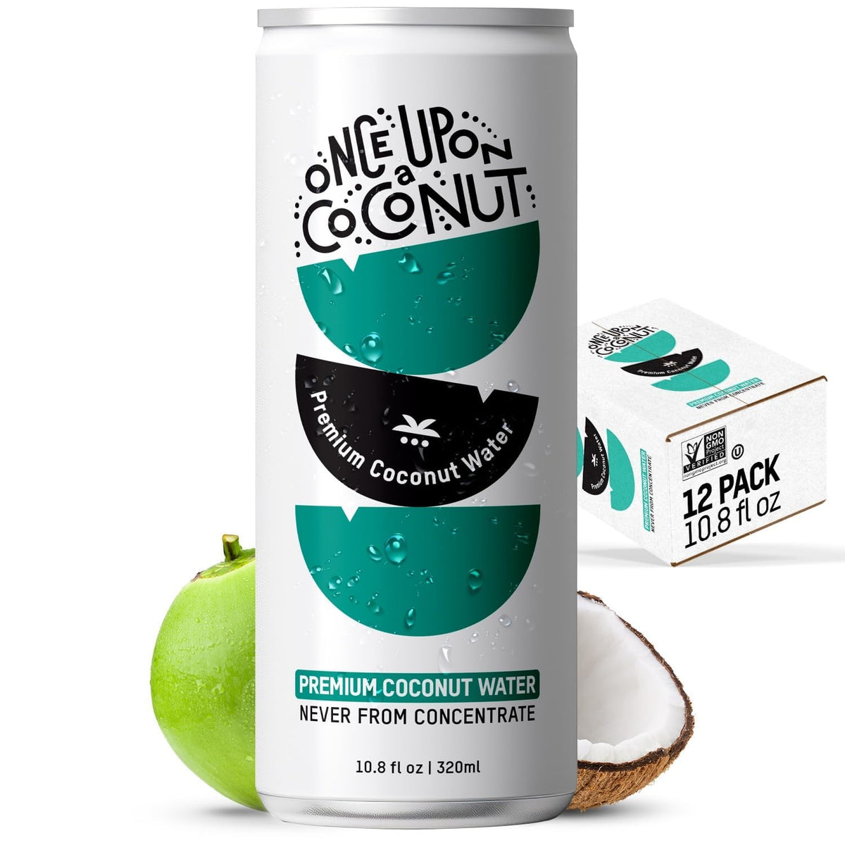 Once Upon a Coconut Premium Coconut Water – Low Calorie Hydration, Electrolytes, 12-Pack