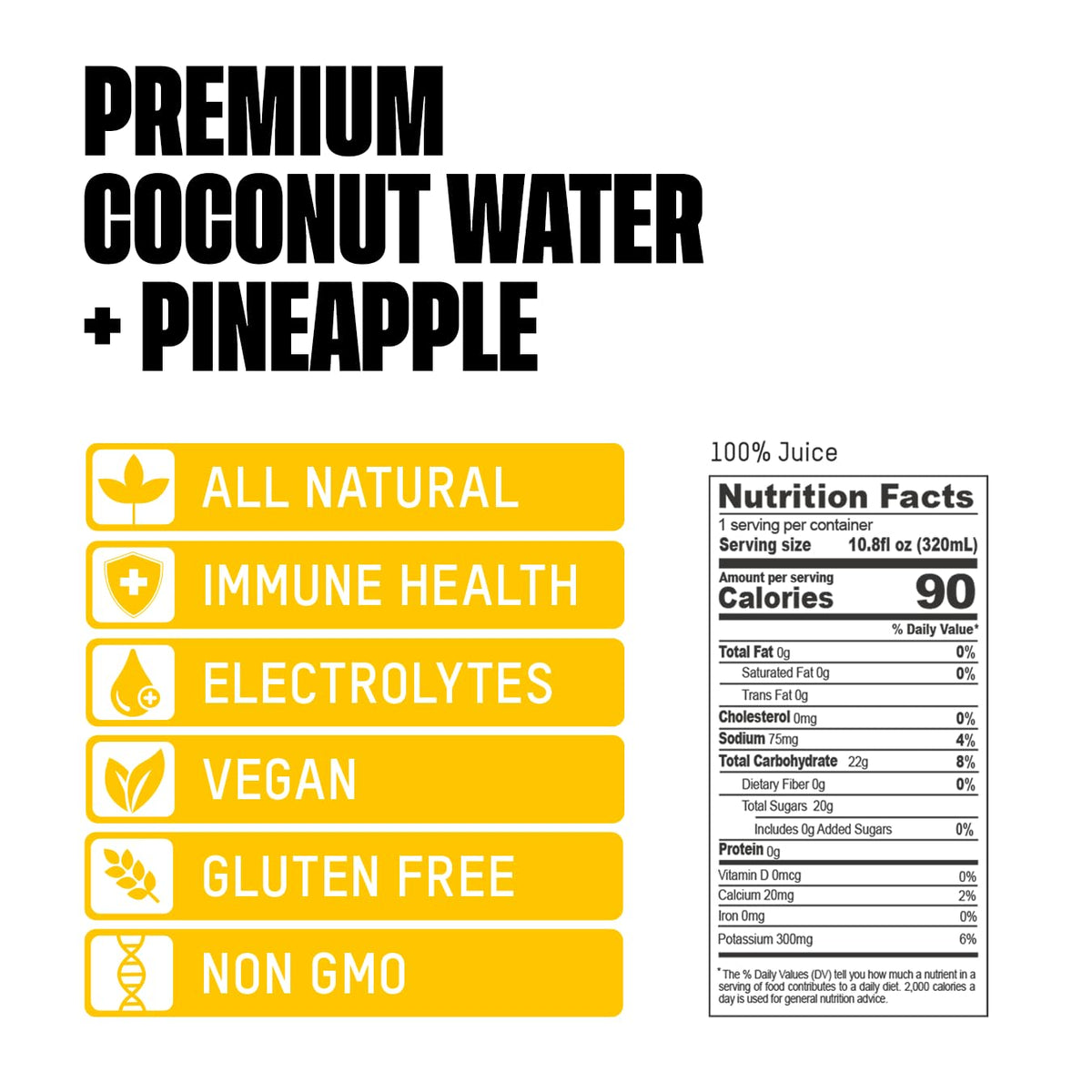 Once Upon a Coconut Premium Pineapple Coconut Water – Low Calorie, Electrolytes, Non-GMO, Gluten-Free, 10.8 Fl Oz (Pack of 12)