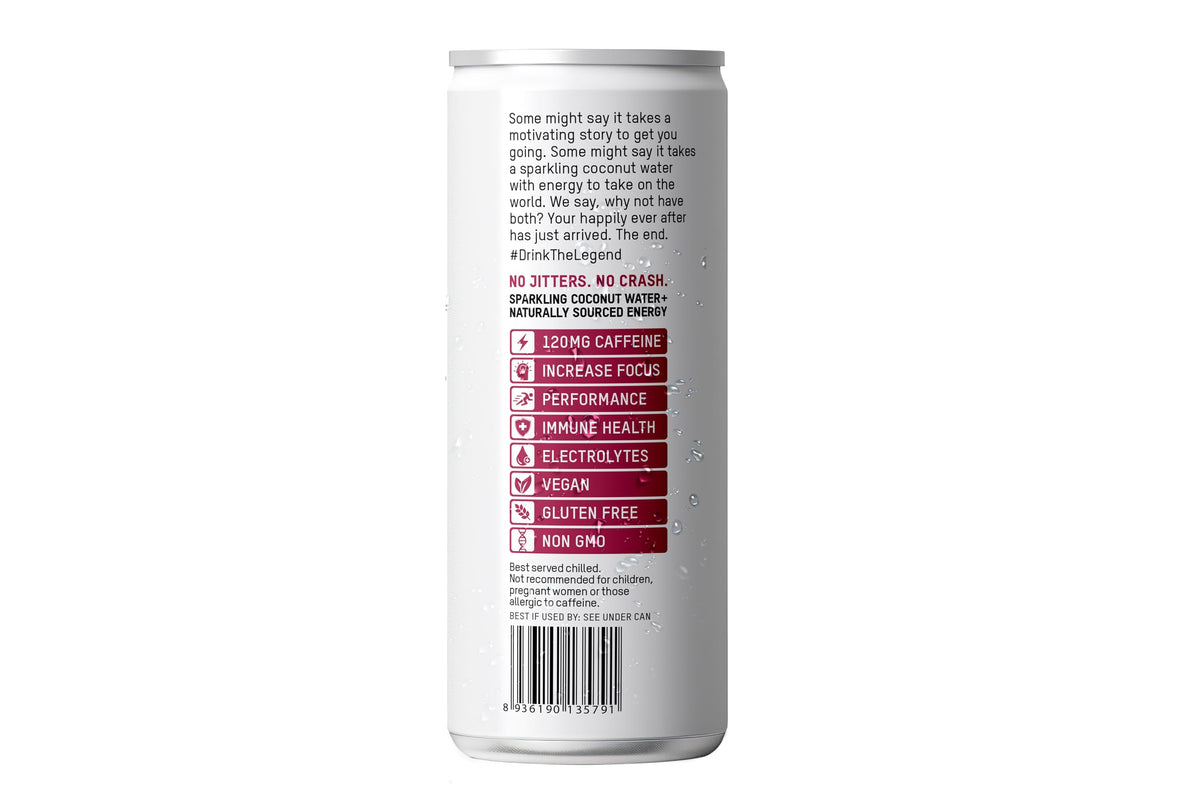 Once Upon a Coconut Sparkling Coconut Water + Energy — Low-Calorie, Electrolyte Hydration (12-Pack)