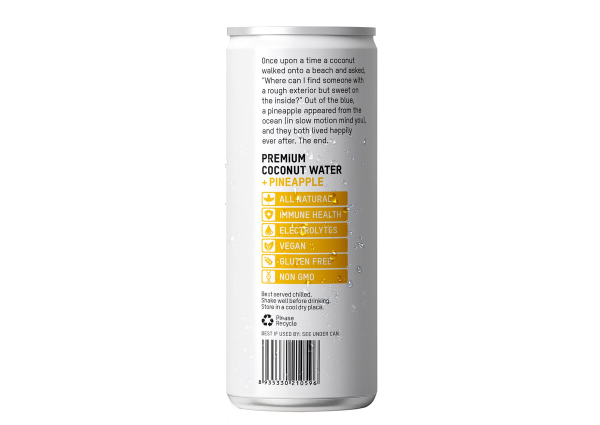 Once Upon a Coconut Premium Pineapple Coconut Water – Low Calorie, Electrolytes, Non-GMO, Gluten-Free, 10.8 Fl Oz (Pack of 12)