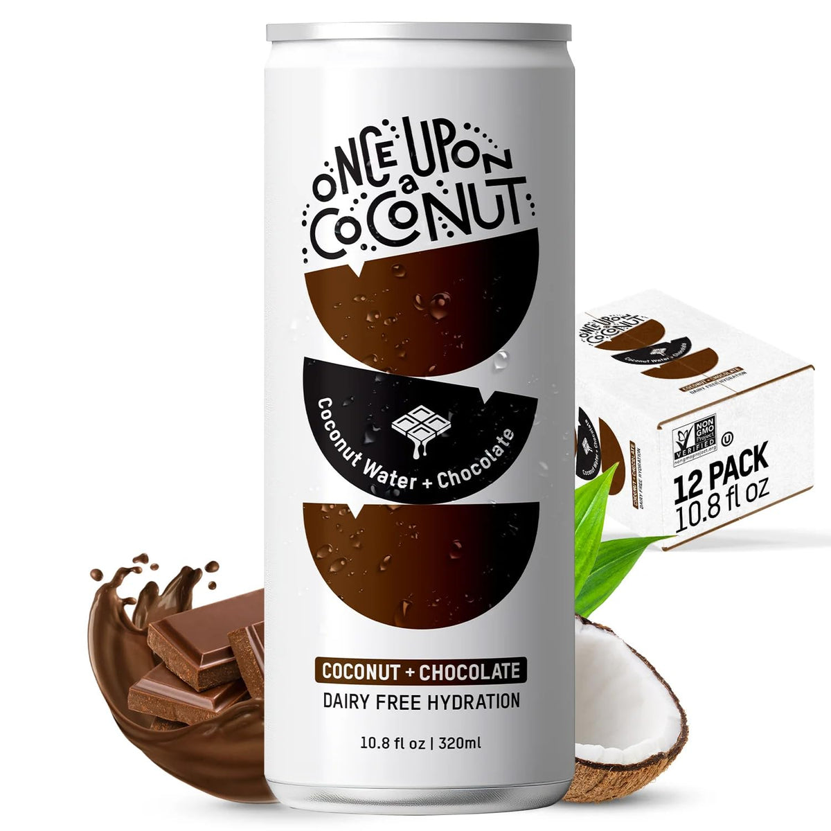 Once Upon a Coconut Premium Chocolate Coconut Water – Low-Calorie, Electrolyte Drink, Non-GMO, Gluten-Free (12 x 10.8 fl oz)