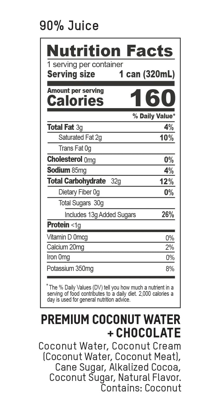 Once Upon a Coconut Premium Chocolate Coconut Water – Low-Calorie, Electrolyte Drink, Non-GMO, Gluten-Free (12 x 10.8 fl oz)