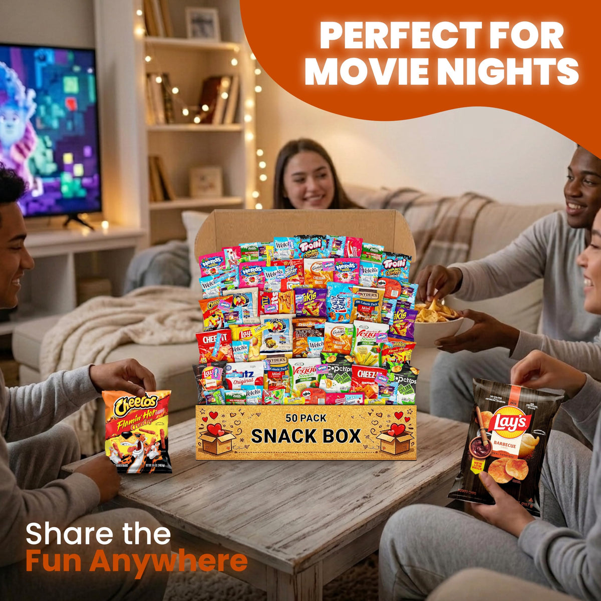ONE CANDY WAY Snack Variety Care Package – 50-Count Ready-To-Gift Assorted Snacks