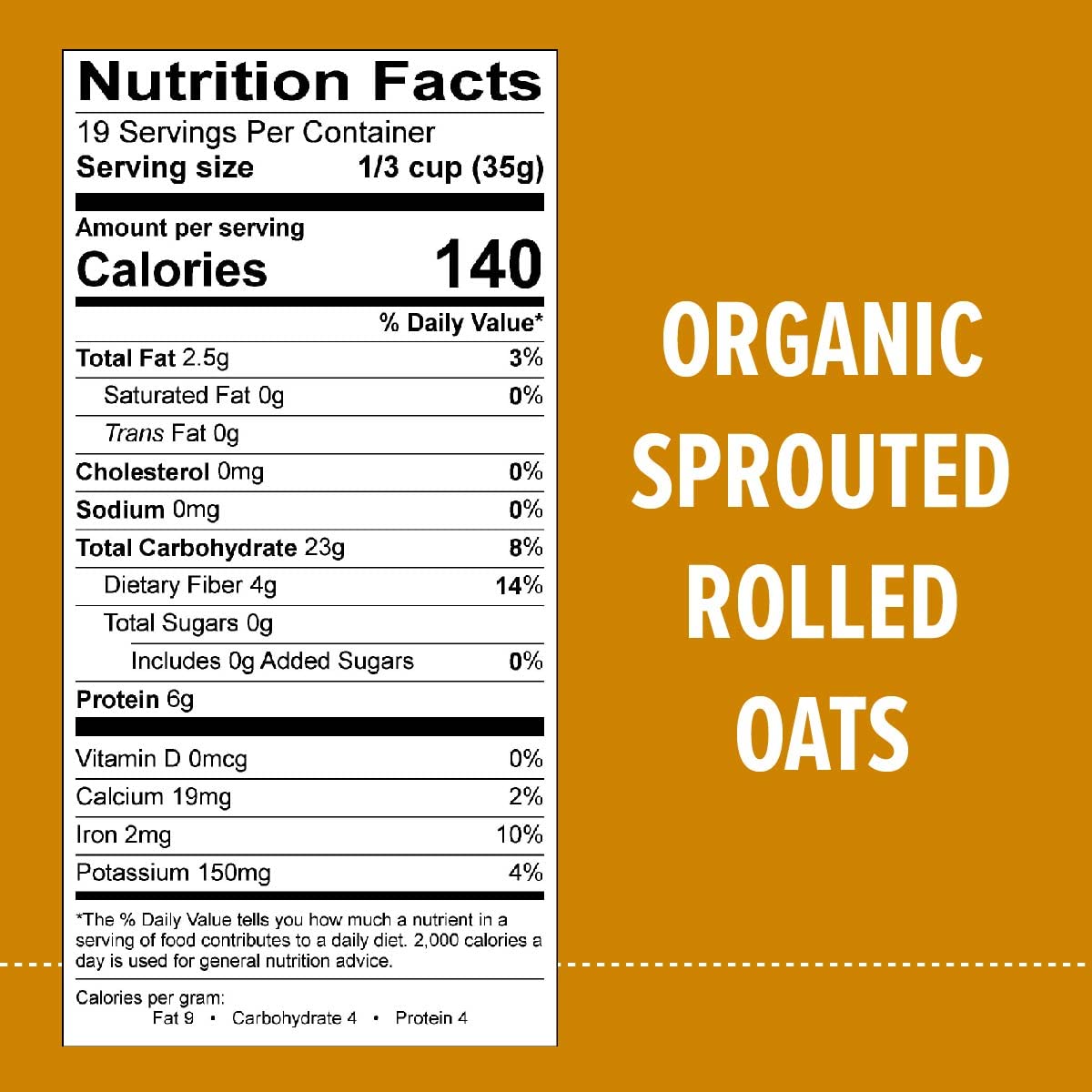One Degree Organic Foods Sprouted Rolled Oats – Gluten Free, Non-GMO, Glyphosate-Free (4 x 24 oz)