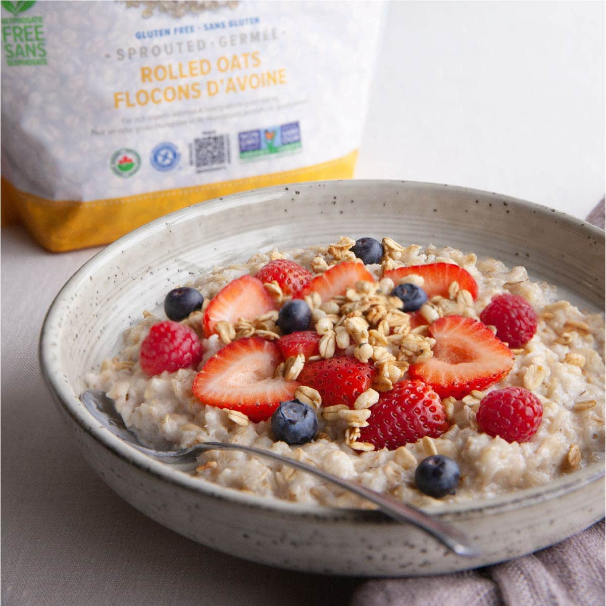 One Degree Organic Foods Sprouted Rolled Oats – Gluten Free, Non-GMO, Glyphosate-Free (4 x 24 oz)