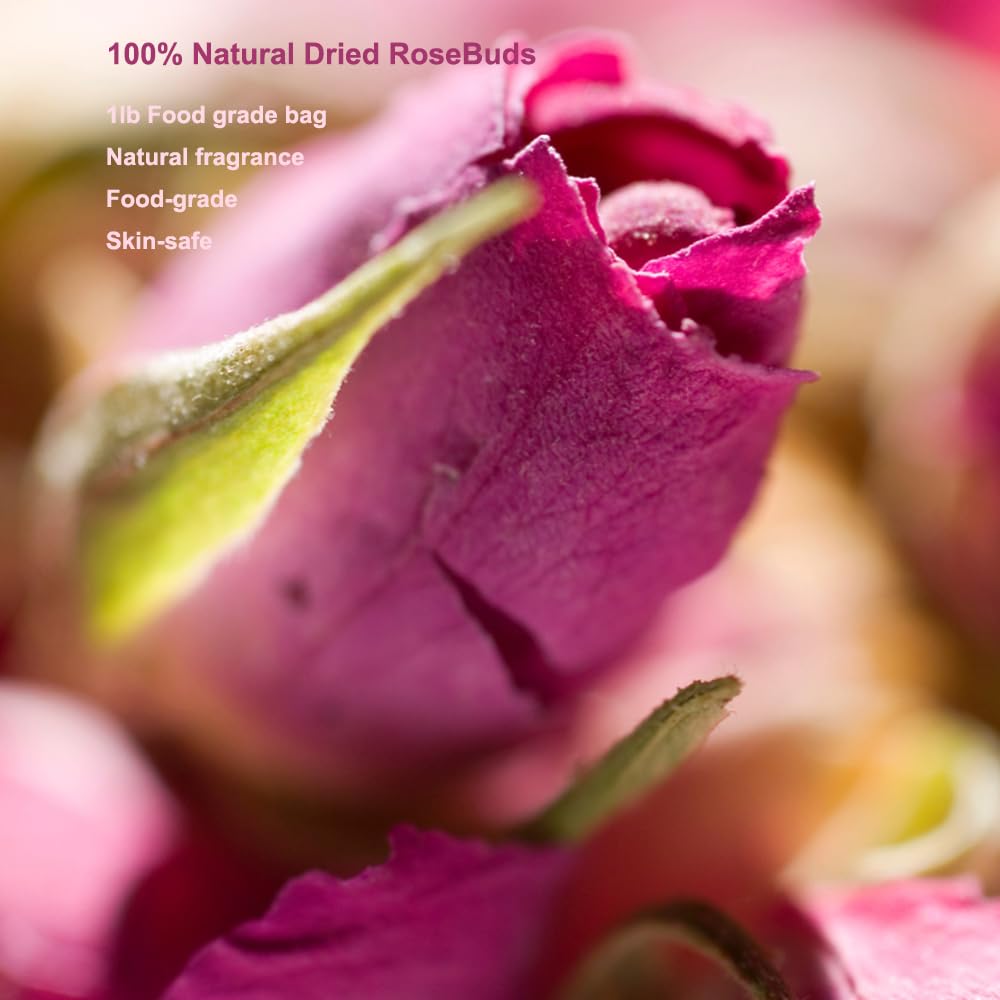 OneDove Dried Rose Petals & Buds – 1 lb Food Grade for Tea, Baking, Water Infusions, Essential Oils & Wedding Confetti