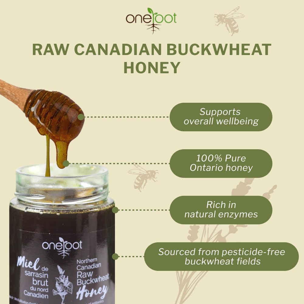 OneRoot Raw Buckwheat Honey – 500g, Unheated & Unfiltered, Dark, Nutrient-Rich Natural Sweetener