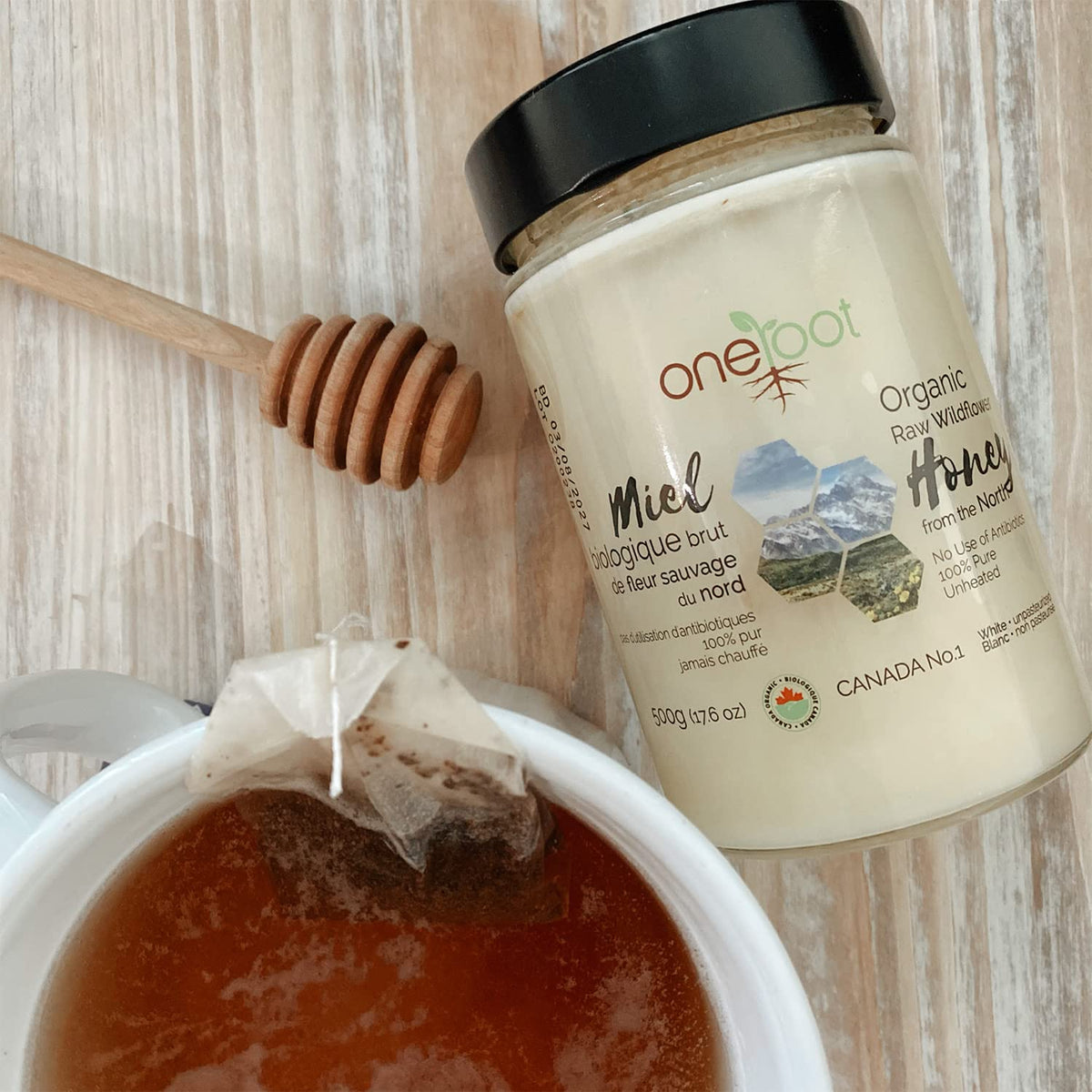 OneRoot 100% Organic Canadian Wildflower Honey – Raw, Unheated & Creamed | 17.6 oz