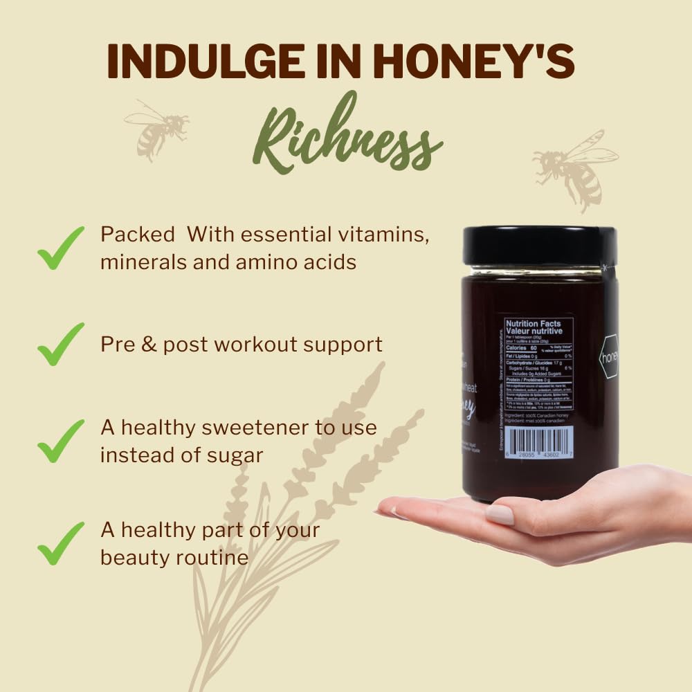 OneRoot Raw Buckwheat Honey – 500g, Unheated & Unfiltered, Dark, Nutrient-Rich Natural Sweetener