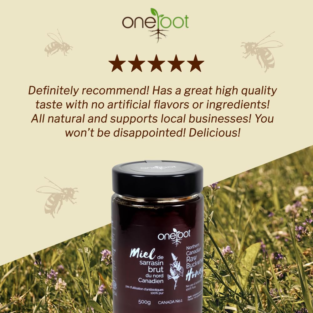 OneRoot Raw Buckwheat Honey – 500g, Unheated & Unfiltered, Dark, Nutrient-Rich Natural Sweetener