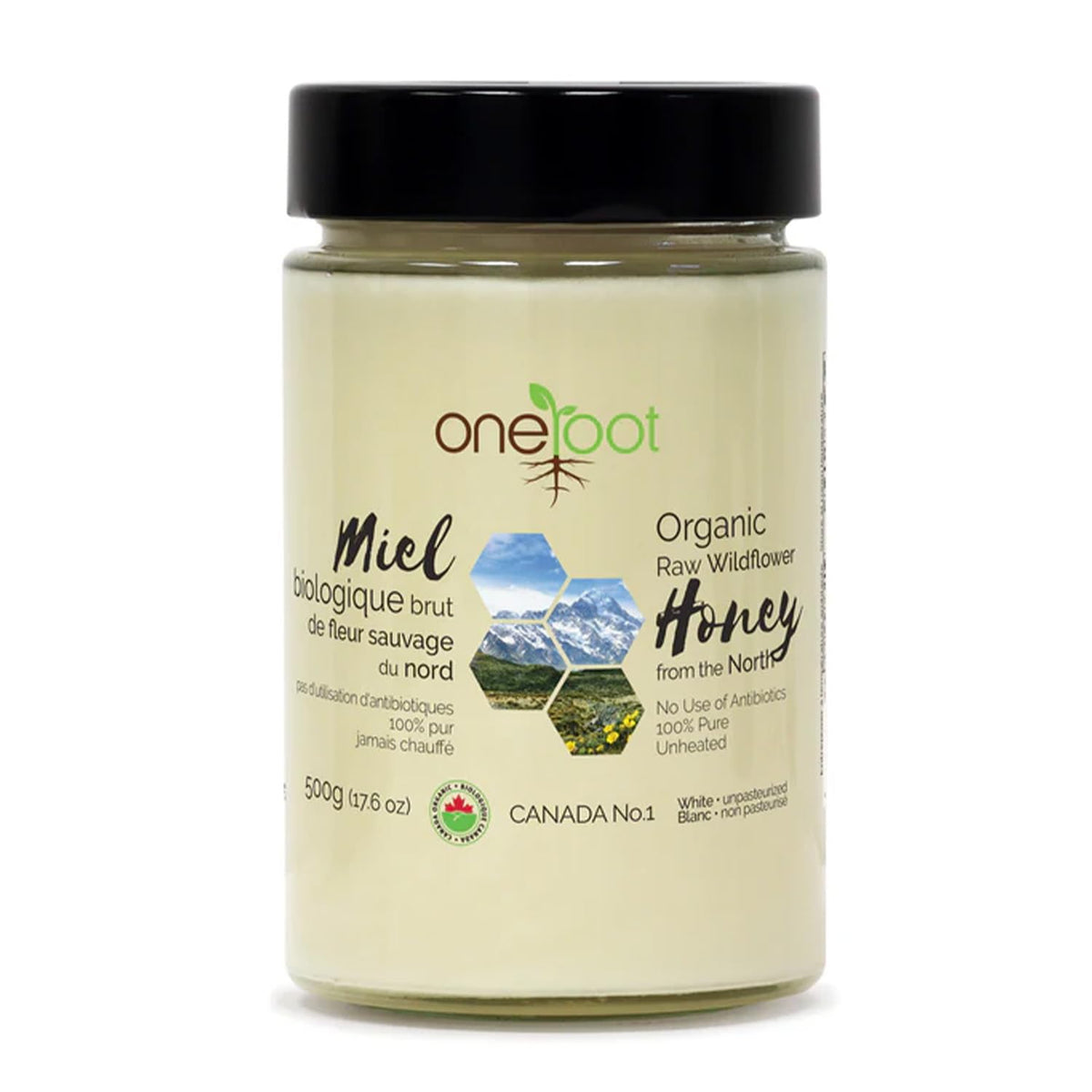 OneRoot 100% Organic Canadian Wildflower Honey – Raw, Unheated & Creamed | 17.6 oz