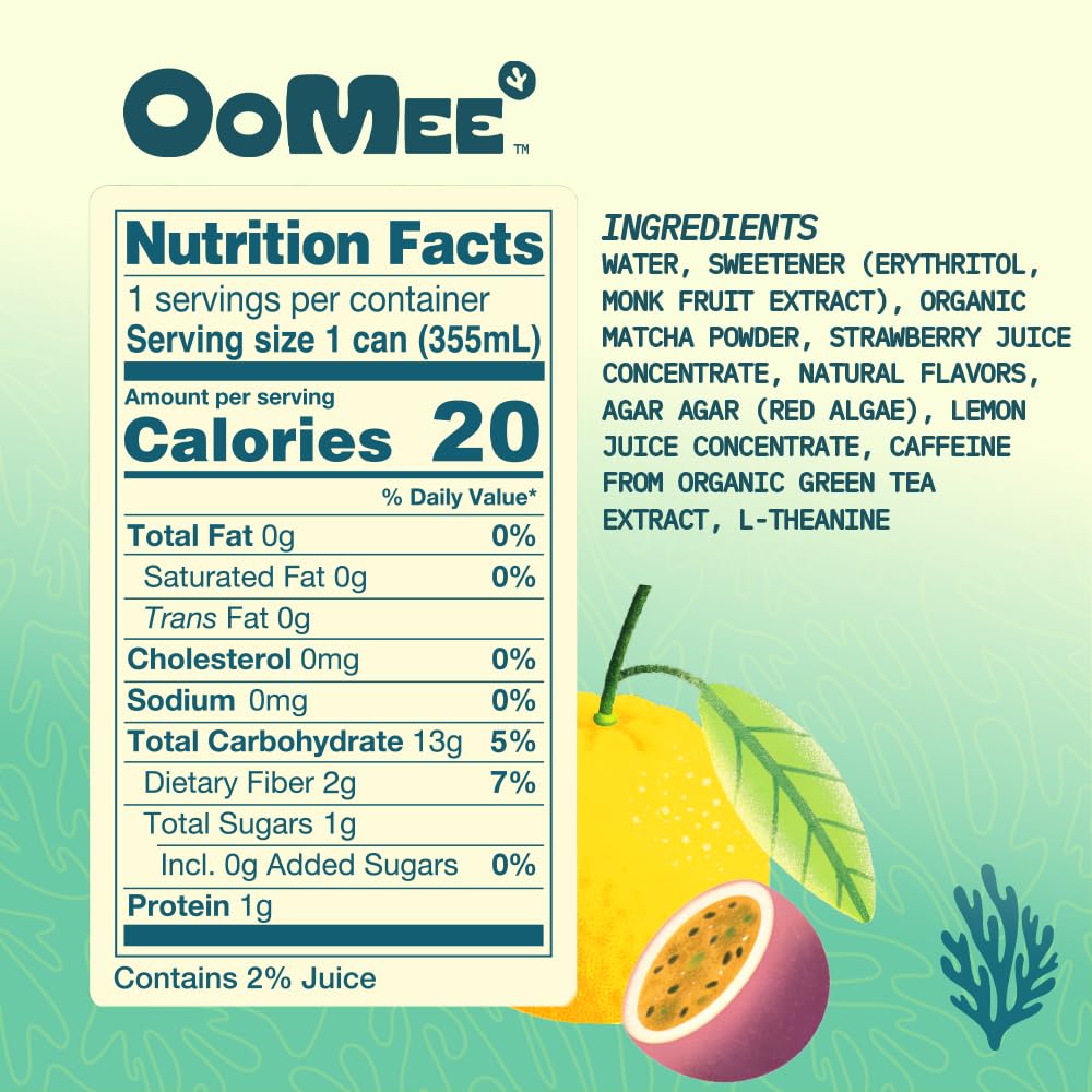 OoMee Fruity Matcha Drink Variety Pack – Berry, Lemon Mint & Passionfruit-Yuzu
