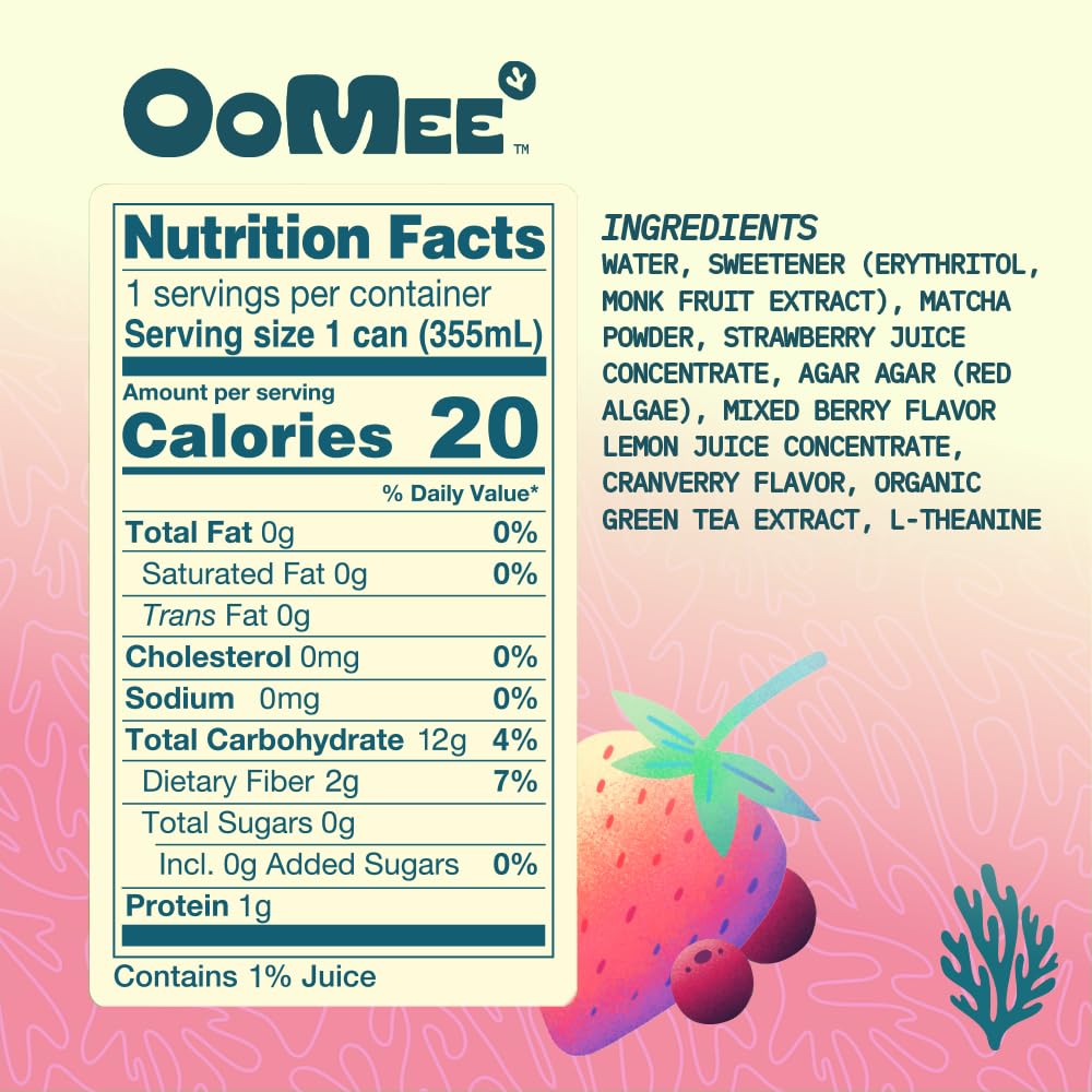 OoMee Fruity Matcha Drink Variety Pack – Berry, Lemon Mint & Passionfruit-Yuzu