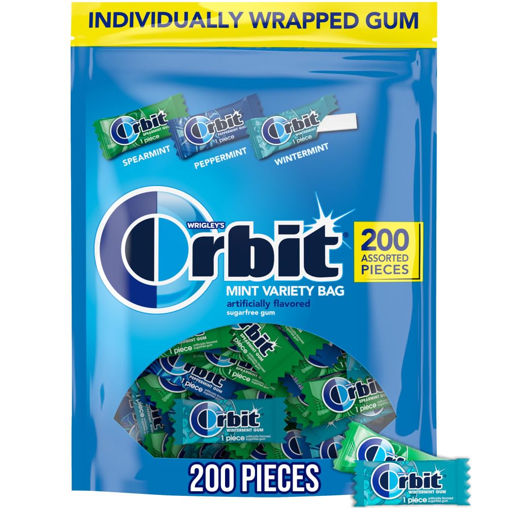 Orbit Assorted Mint Sugar Free Gum Bulk Pack – Peppermint, Spearmint & Wintermint, 200 Pieces