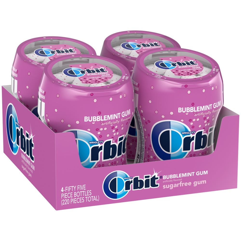 Orbit Bubblemint Sugar Free Gum Bulk Pack – 4 x 55-Piece Bottles
