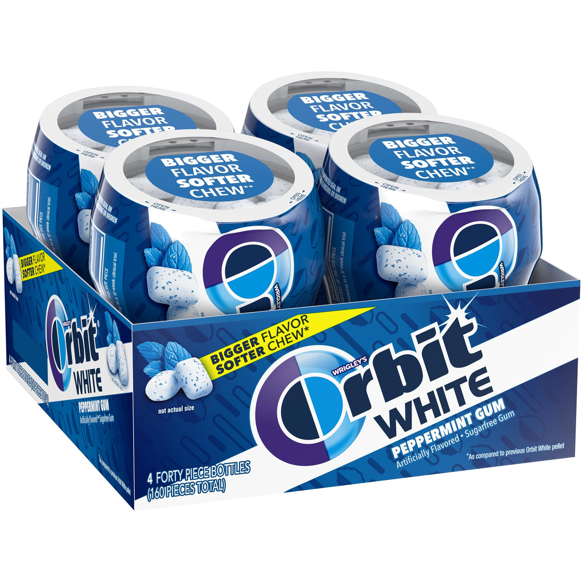Orbit White Peppermint Gum – 4 x 40-Piece Sugar Free Bottles | The Hampton Candy Company
