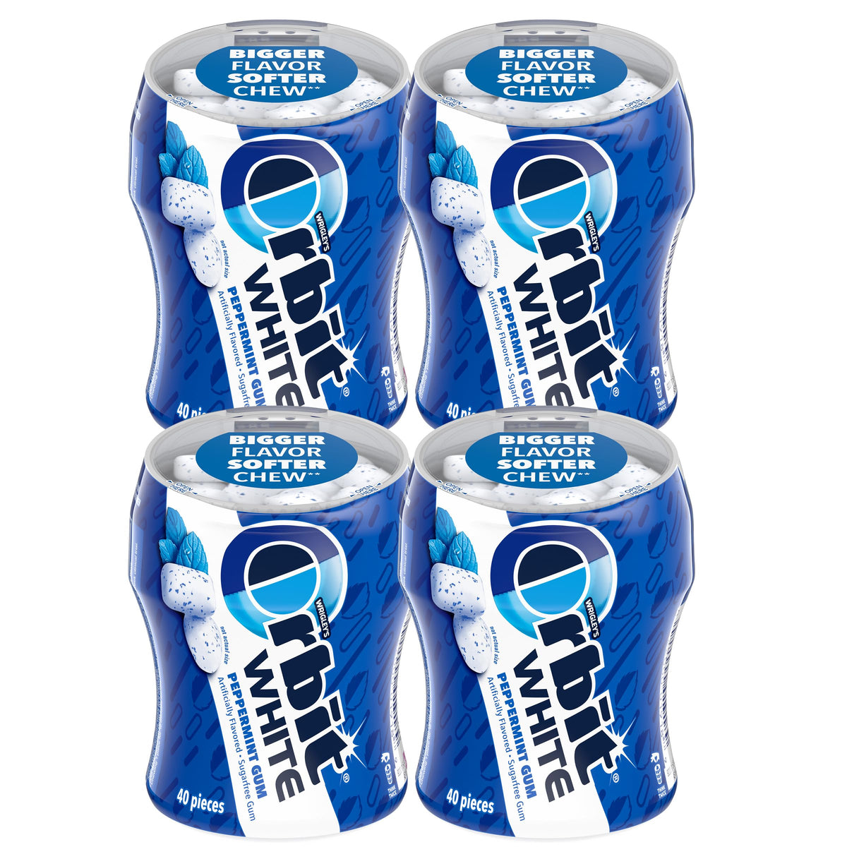 Orbit White Peppermint Gum – 4 x 40-Piece Sugar Free Bottles | The Hampton Candy Company