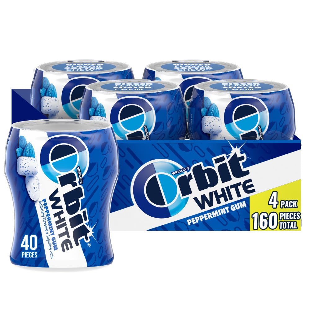 ORBIT White Peppermint Sugarfree Gum Bulk Pack – 4 x 40-Piece Bottles